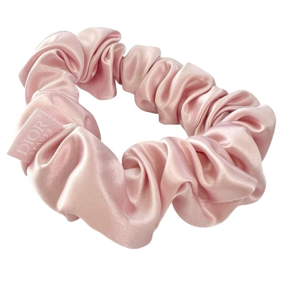 AUTH Christian Dior Beaute Light Baby Pink Satin Silk Scrunchie Hair Tie Beauty - Picture 4 of 7